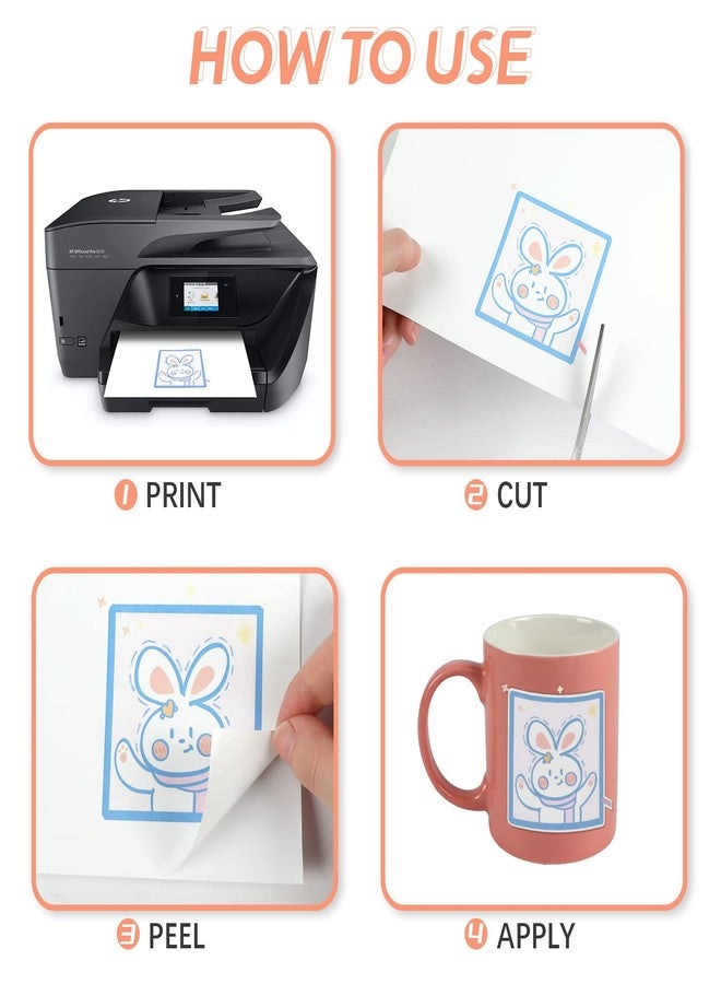 اتش تي في رونت ورق لاصق فينيل قابل للطباعة من HTVRONT - مقاس 8.5 × 11 بوصة، فينيل أبيض لامع قابل للطباعة لطابعات الحبر النفاث، 25 قطعة - يجف بسرعة ويحتفظ بالحبر بشكل ممتاز - Image 5